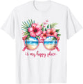Beach Is My Happy Place Sunglasses Hibiscus Flower Vacation Apparel | Google Shopping Optimized | Aesthetic Casual Look