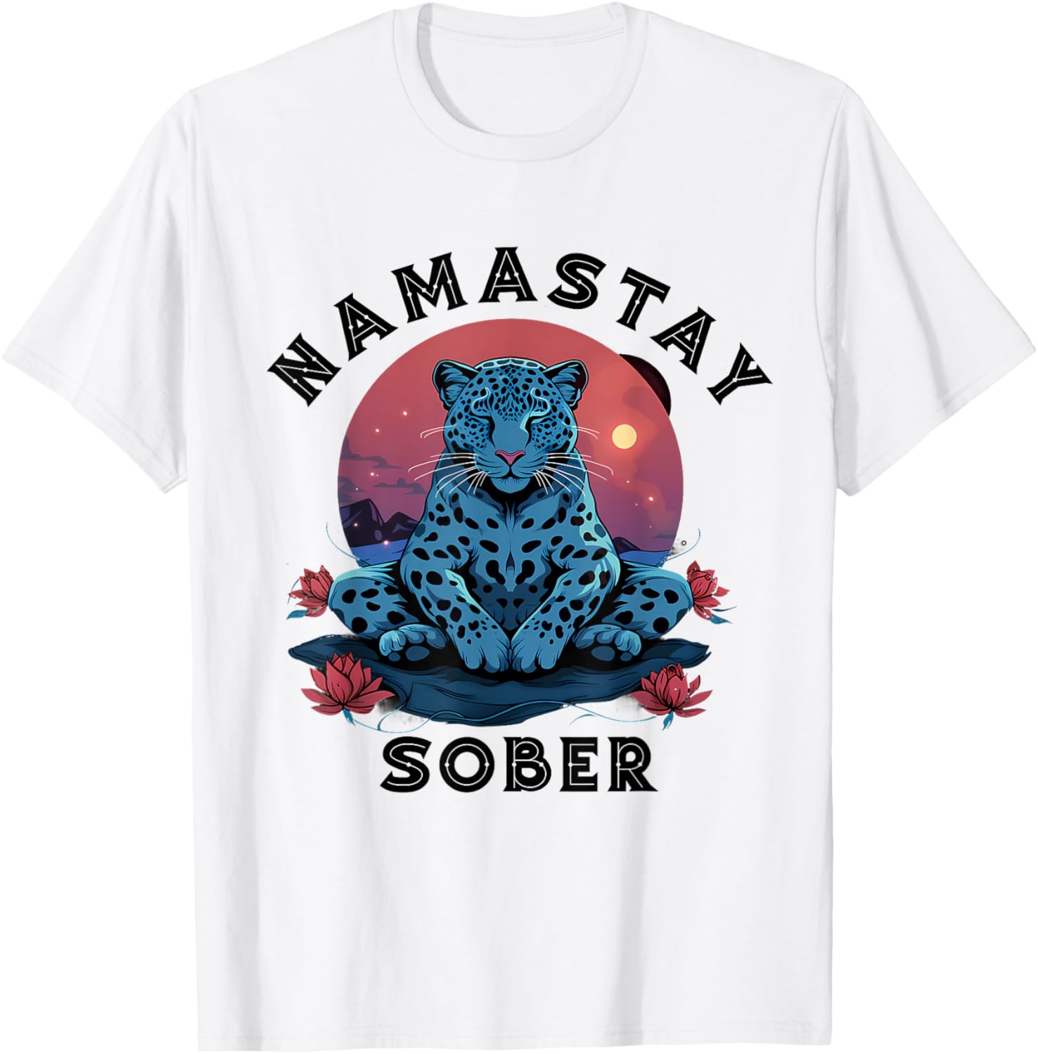 Cheetah Namastay Sober Recovery Support Mediation Sobriety Apparel Premium Print Best Seller Look