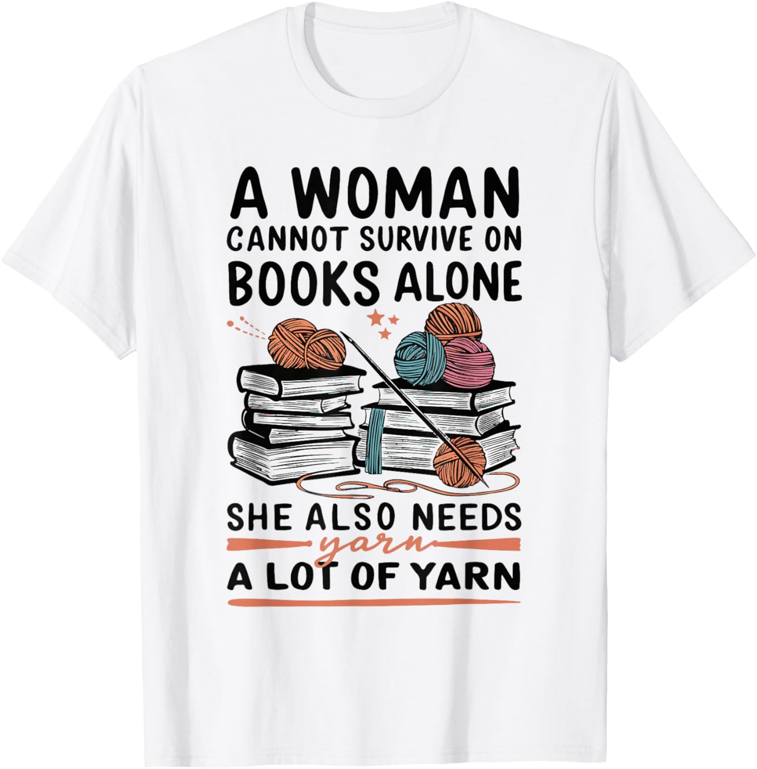 Woman Survives On Books Yarn Knitting Crochet Yarn Supply | Viral US Pick | Perfect for Crafters