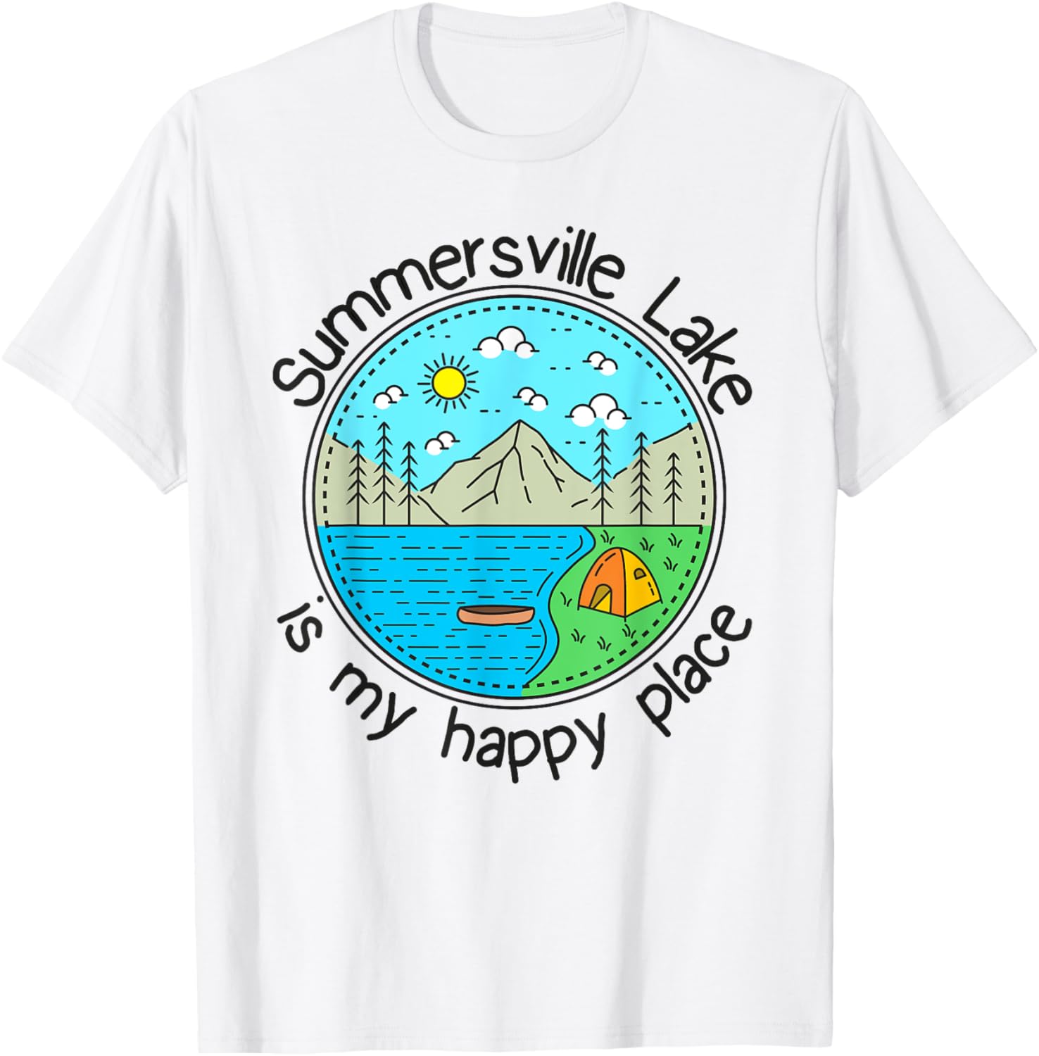 Fishing Boating Camping - My Happy Place Summersville Lake T-Shirt for Men Women Kids T-Shirt | Trending 2025 | Daily Wear Essential