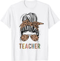 Teacher Leopard Print Letters Messy Bun Animal Cheetah Print Men Women Apparel Streetwear Style Best Seller Look