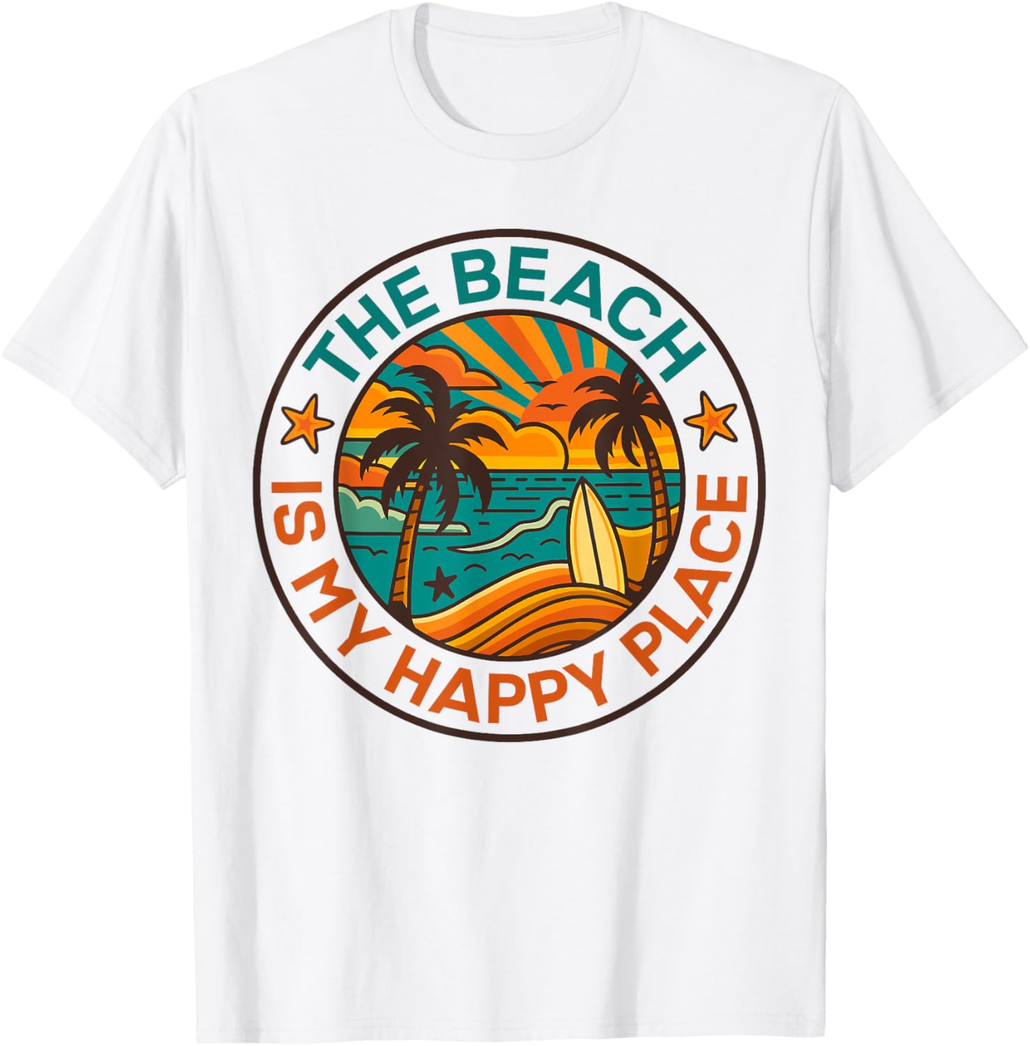 The Beach Is My Happy Place Retro Summer Beach Vacation Apparel | High Search Volume | Aesthetic Casual Look