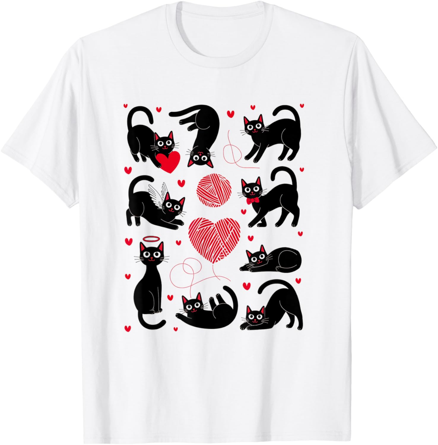 Black Cats Red Yarn and Hearts Cat Lovers Men Women Yarn Supply | Viral US Pick | Customer Favorite