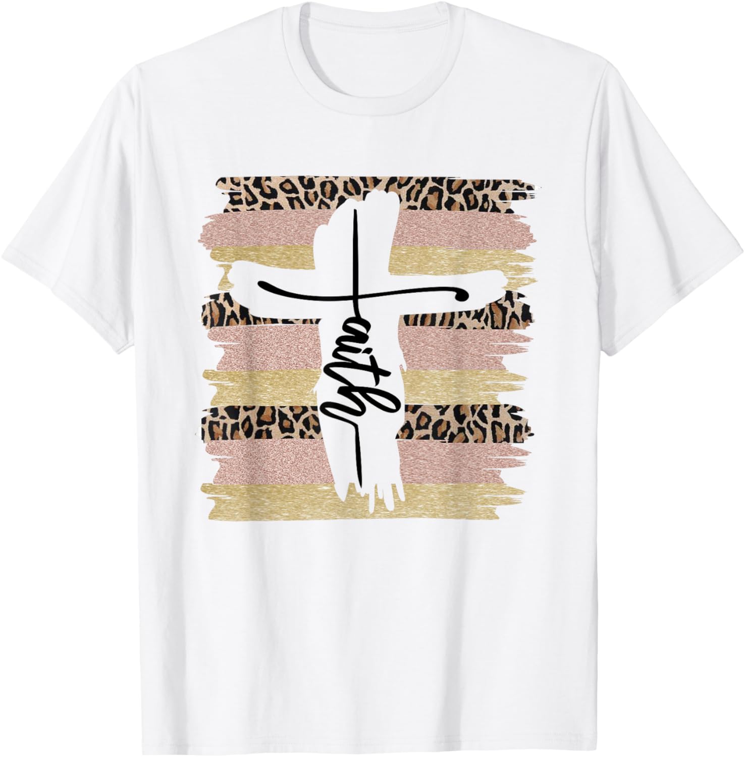 Christian Faith Leopard Cross Ombre Religious Cheetah Apparel Trending US Gift Ready