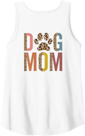 Womens Leopard Dog Mom On Back Dog Mama Fur Mom Cheetah Puppy Tank Top Tank Top Trending US Best Seller Look
