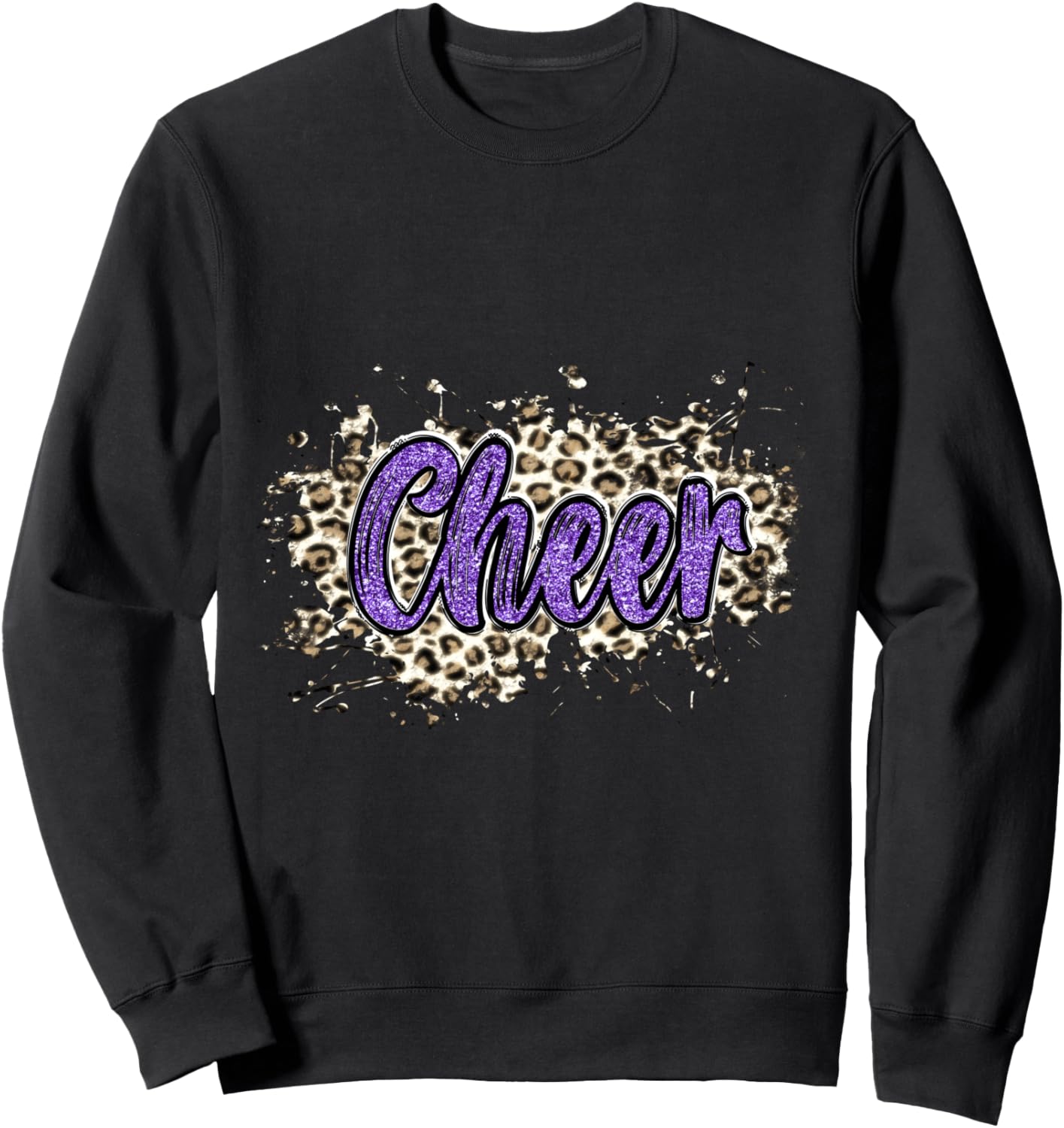Cheer Shirt Megaphone Purple Leopard Cheetah Print Sweatshirt T Shirt High Search Demand Best Seller Look