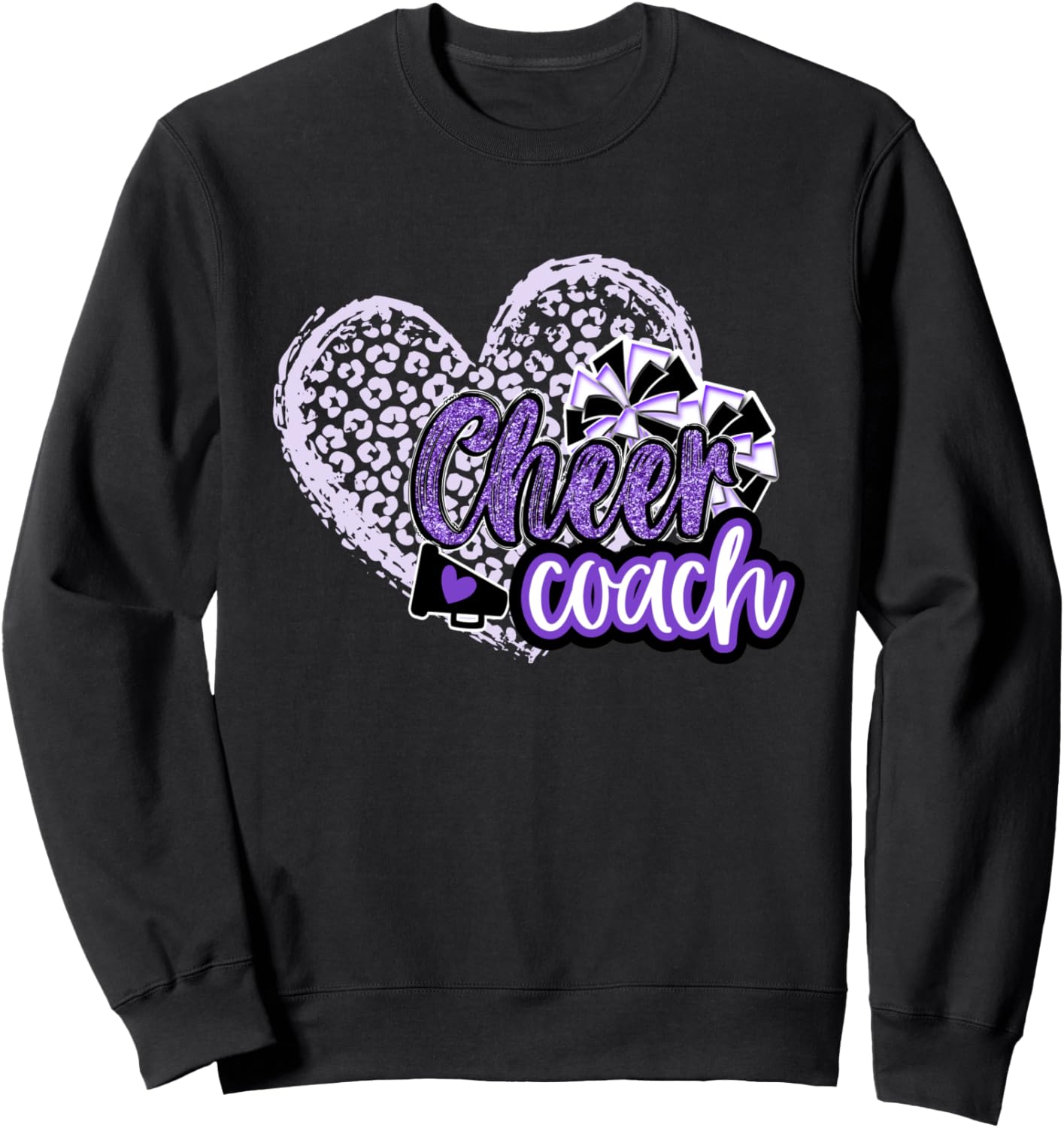 Cheer Coach Shirt Megaphone Purple Leopard Cheetah Print Sweatshirt T Shirt Viral TikTok Find Everyday Wear