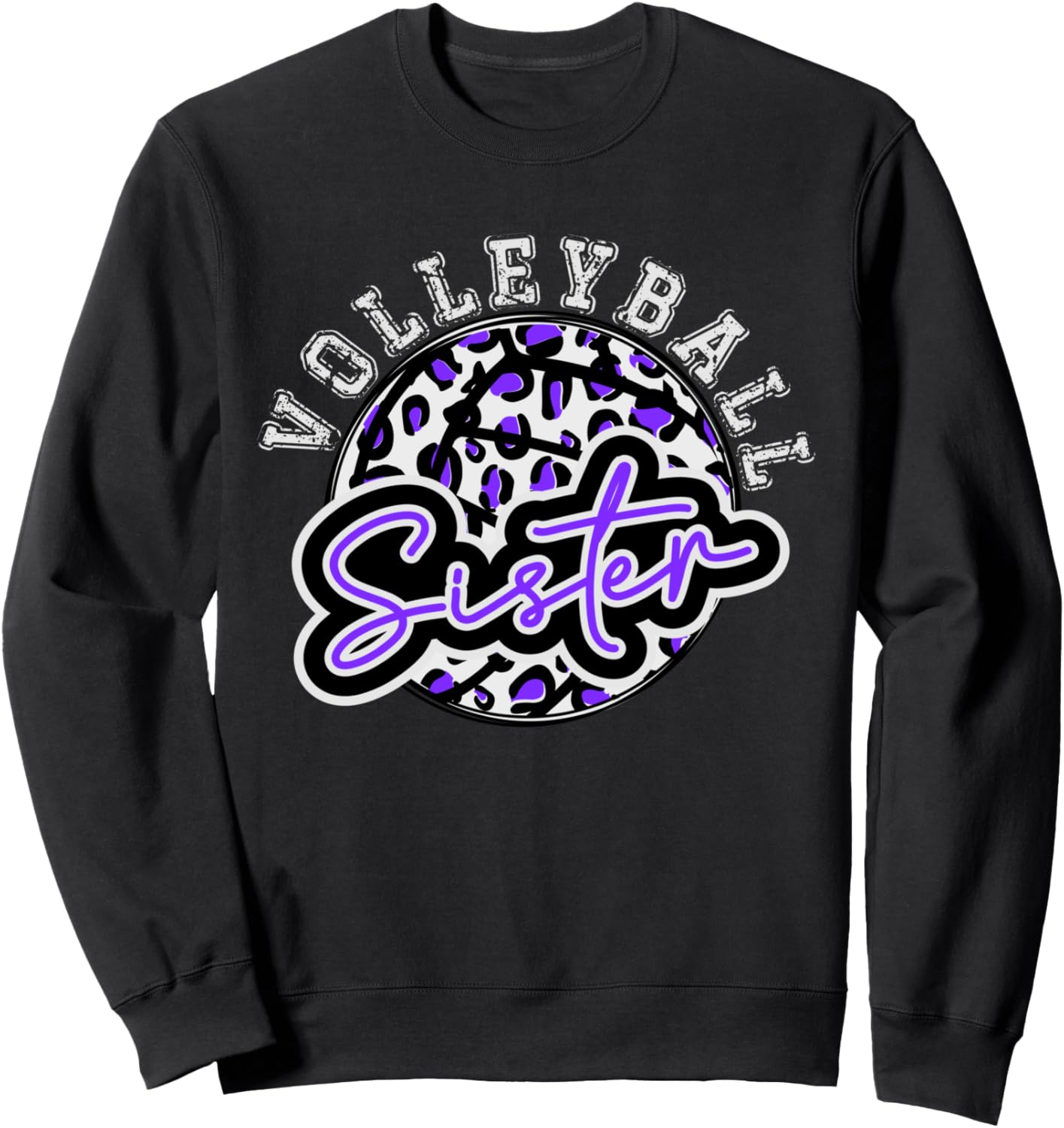 Leopard Cheetah Volleyball Purple Sister Shirt Womens Trendy Sweatshirt T Shirt Premium Print Everyday Wear