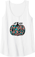 Womens Thanksgiving Fall Pumpkin Leopard Print Turquoise Halloween Tank Top Tank Top High Search Demand Fan Favorite