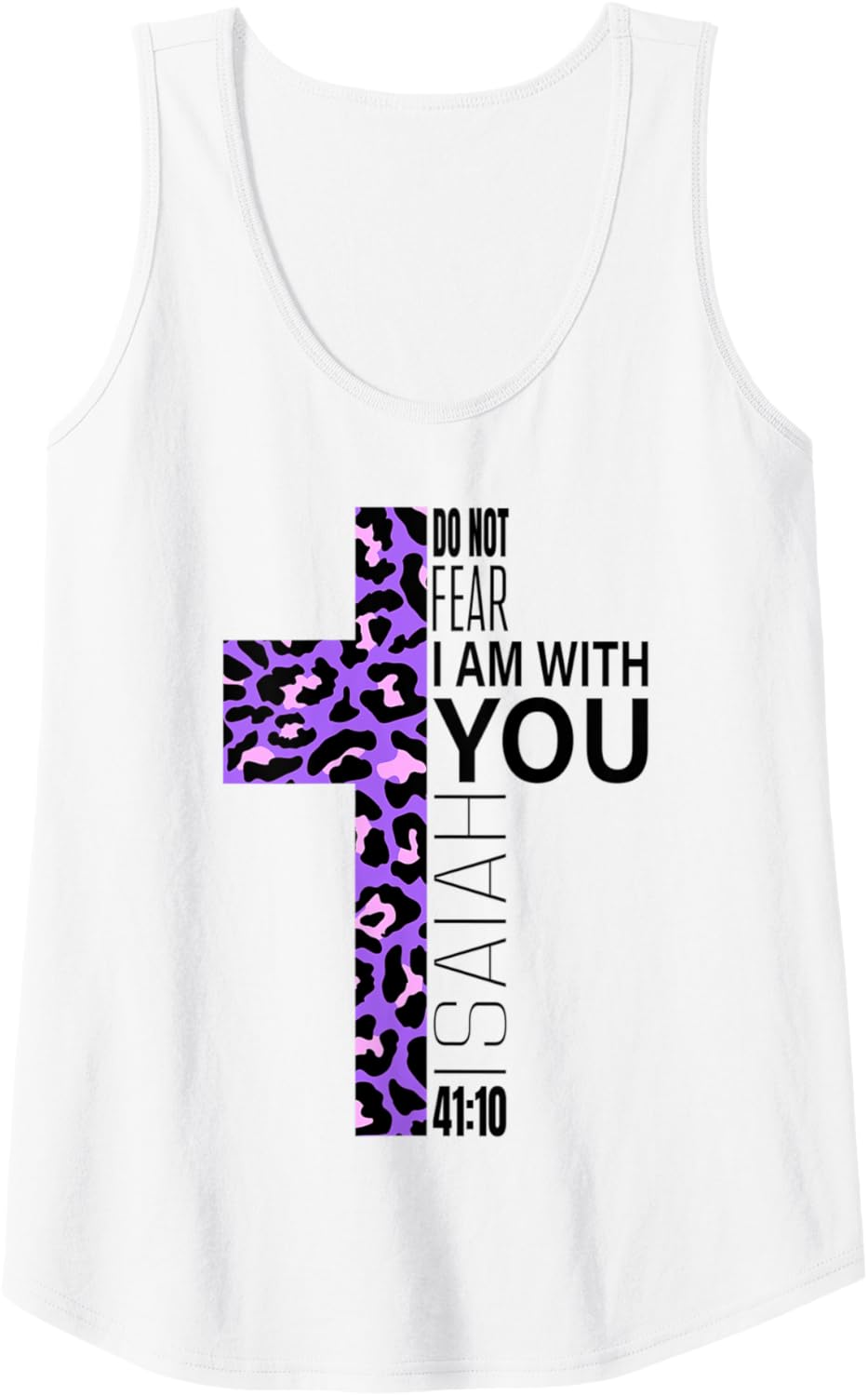 Womens Do Not Fear Verse Christian Mom Gifts Purple Cheetah Print Tank Top Tank Top Comfort Fit Gift Ready