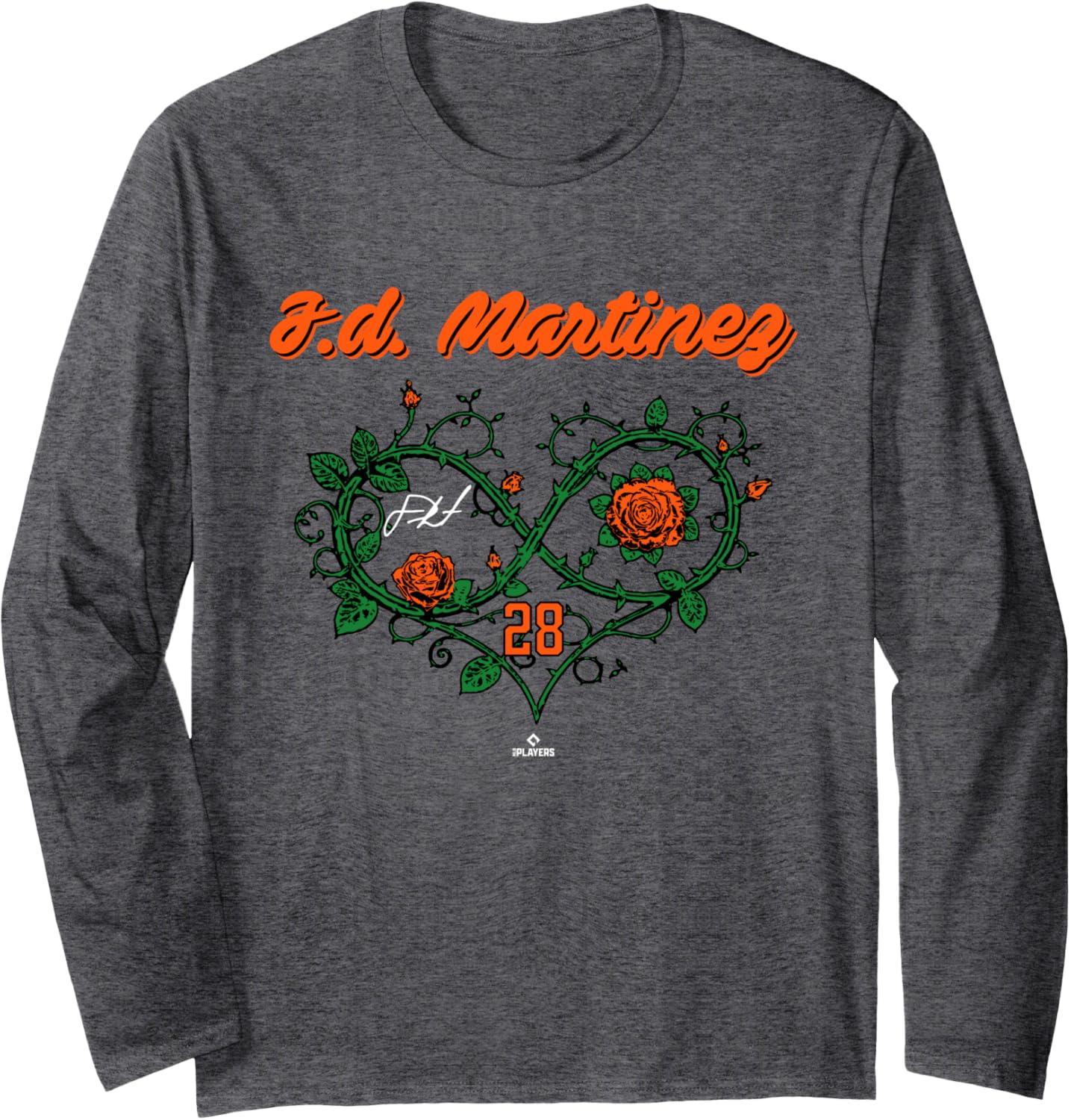 Infinite Heart Rose Thorns J.D. Martinez New York Baseball Long Sleeve Apparel | Aesthetic Design