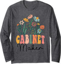 Retro Groovy floral Cabinet Maker Wildflower Tees For Women Long Sleeve T-Shirt | Best Seller Pick | Aesthetic Fit
