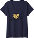 Womens Leopard Stethoscope Heart Cheetah Animal Print Nurse Life V Neck Apparel Viral TikTok Find Hot Right Now