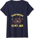 Womens Funny Soap Making is My Jam, Soap Maker, I Make Soap V-Neck Apparel | US Viral Style | Must-Have Style