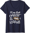 Womens I Have a Good Heart but This Mouth Cheetah Leopard Lips Sexy V Neck Apparel High Search Demand Everyday Wear