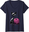 Womens Cat And Wool Yarn Delightful Companionship V-Neck Yarn Supply | Top Rated | Perfect for Crafters