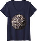 Womens Funny Leopard Print Golf Ball Golfer Animal Golfing Gift V Neck Apparel Comfort Fit Gift Ready