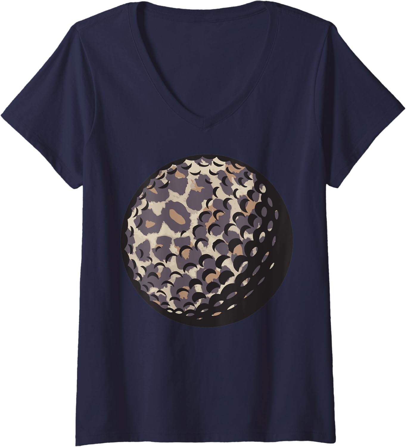 Womens Funny Leopard Print Golf Ball Golfer Animal Golfing Gift V Neck Apparel Comfort Fit Gift Ready