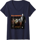 Womens Halloween 2 Michael Myers Film Strip Poster V-Neck Apparel | Trending 2025