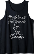 Funny Divorce My Ex Had 3 Spirit Animals Lion Ass Cheetah Tank Top Tank Top Premium Print Everyday Wear