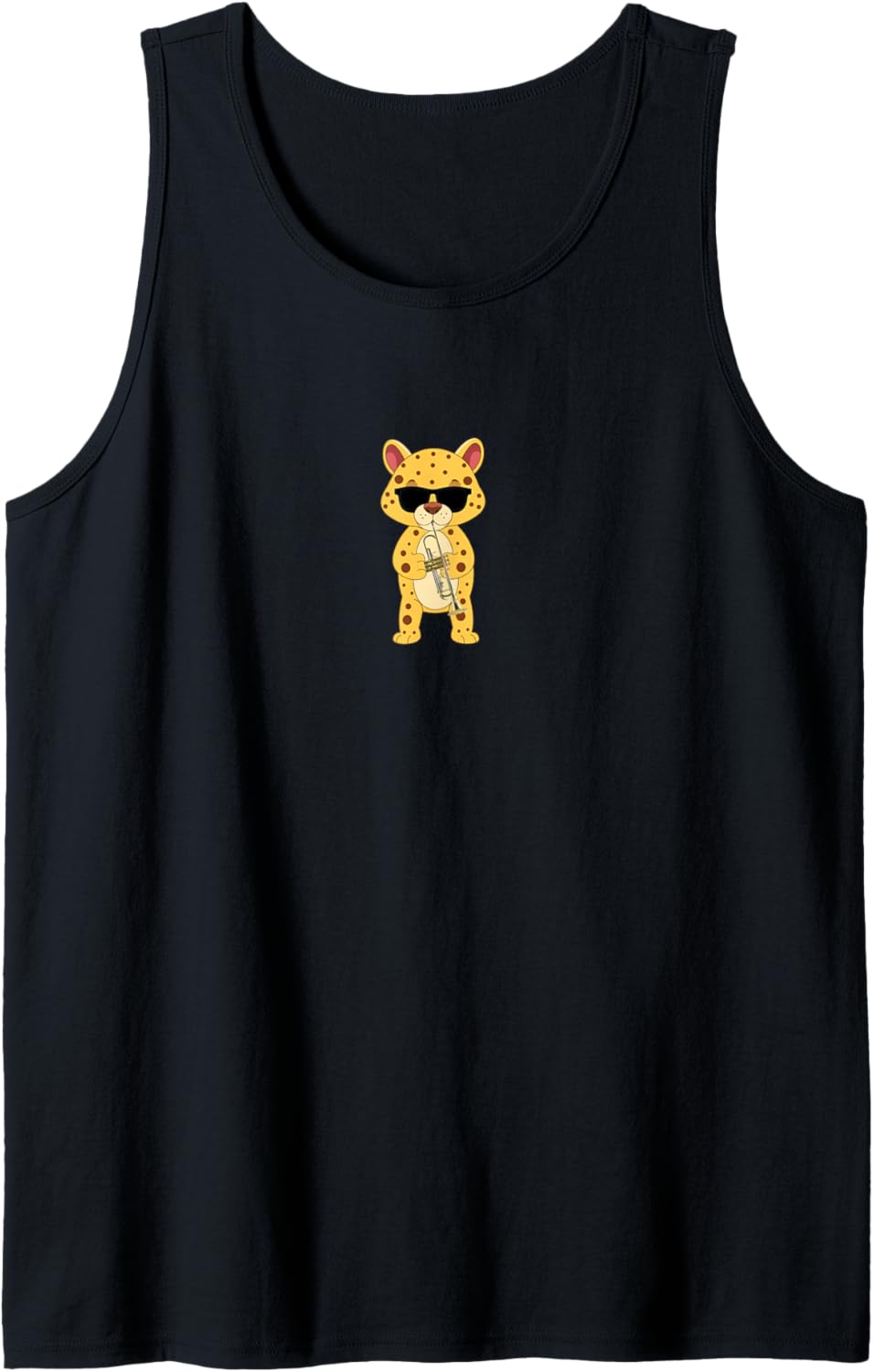 Funny Cheetah Wearing Sunglasses Playing Trumpet Tank Top Tank Top High Search Demand Everyday Wear