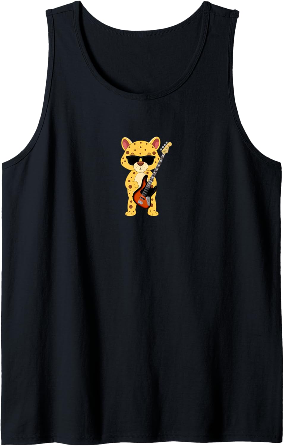 Funny Cheetah Wearing Sunglasses Playing Bass Guitar Tank Top Tank Top Streetwear Style Hot Right Now
