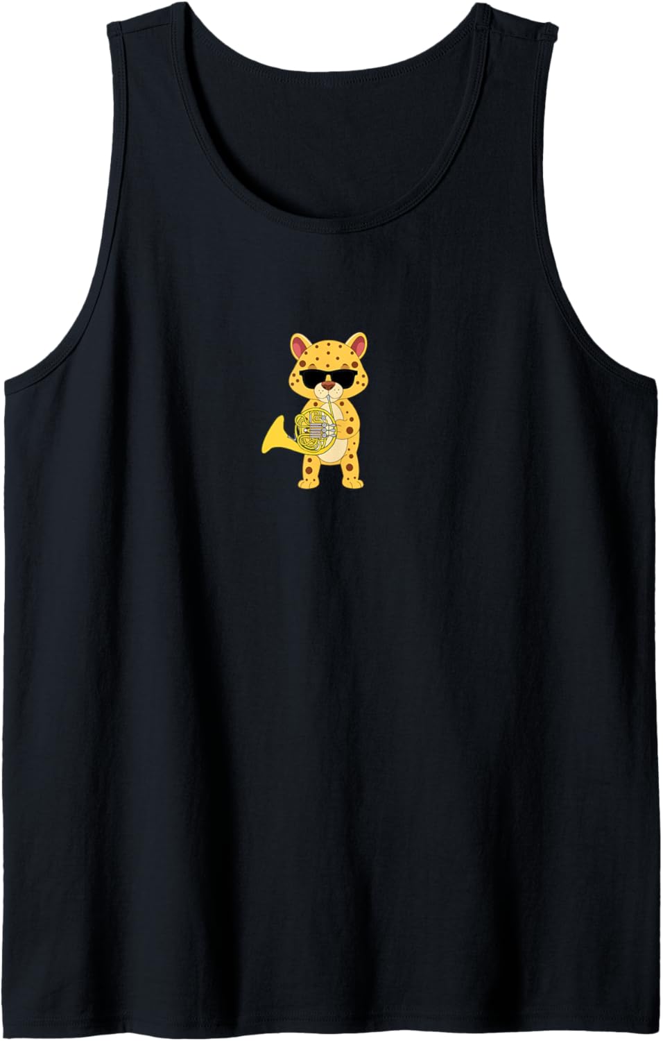 Funny Cheetah Wearing Sunglasses Playing French Horn Tank Top Tank Top Comfort Fit Gift Ready