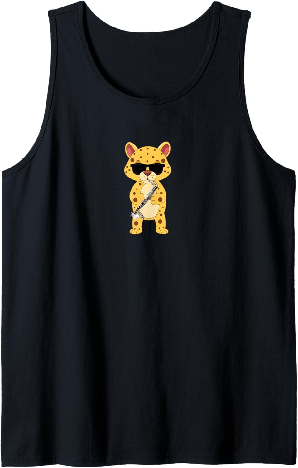 Funny Cheetah Wearing Sunglasses Playing Bass Clarinet Tank Top Tank Top Premium Print Fan Favorite