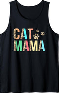 Cat Mama Vintage Leopard Cheetah Style Retro Cat Mom Tank Top Tank Top Premium Print US Top Pick