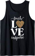 Love Leopard Print Teacher Cheetah School Inspire Teach Tank Top Tank Top Streetwear Style Gift Ready