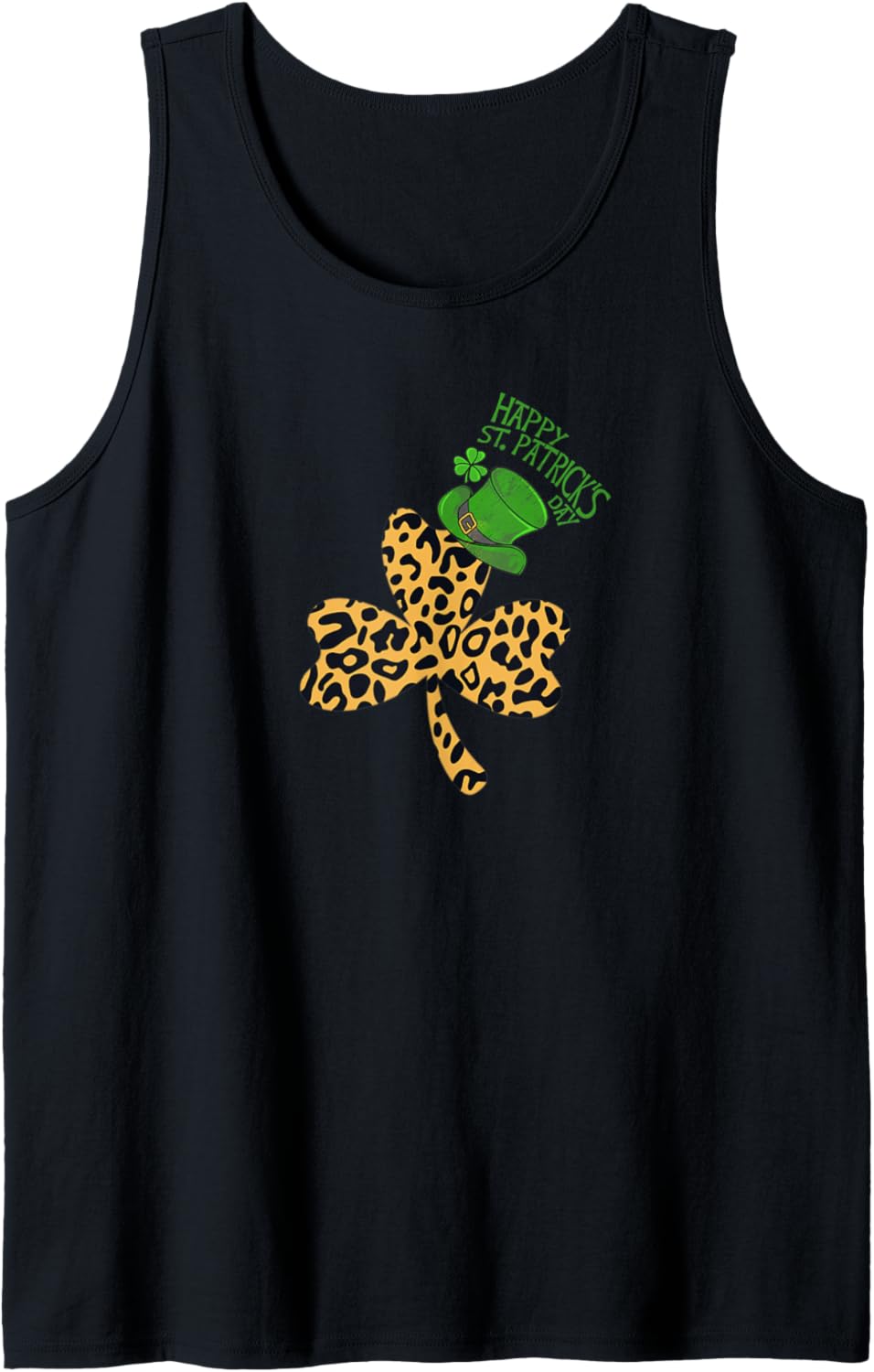 Happy St Patricks Day Leopard Cheetah Print Shamrock Clover Tank Top Tank Top High Search Demand Everyday Wear