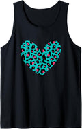 Leopard Pattern Heart Pink Blue Cheetah Print Design Tank Top Tank Top High Search Demand Hot Right Now
