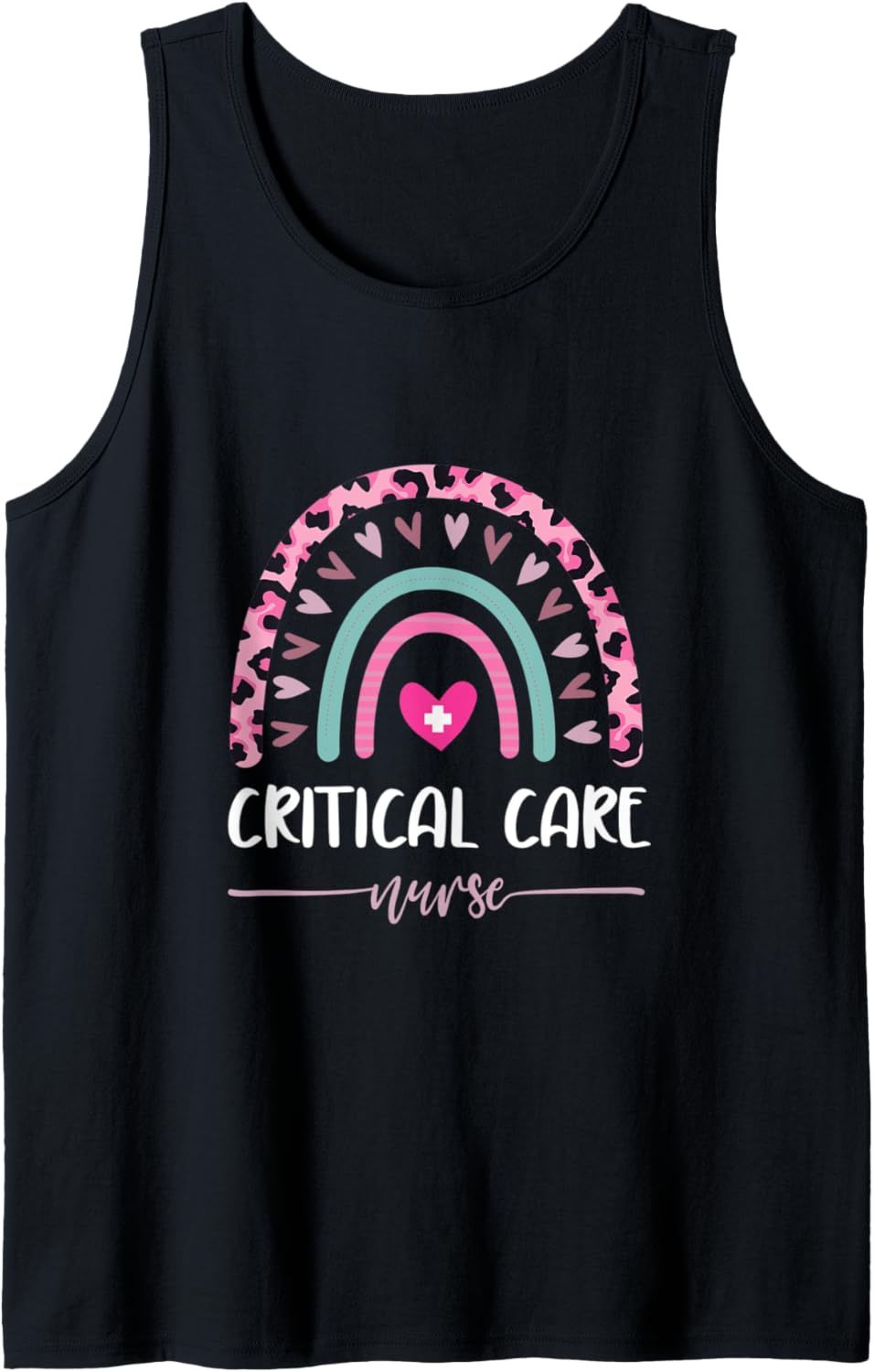 Critical Care Nurse Leopard Rainbow Heart Cheetah Print Tank Top Tank Top Trending US Fan Favorite