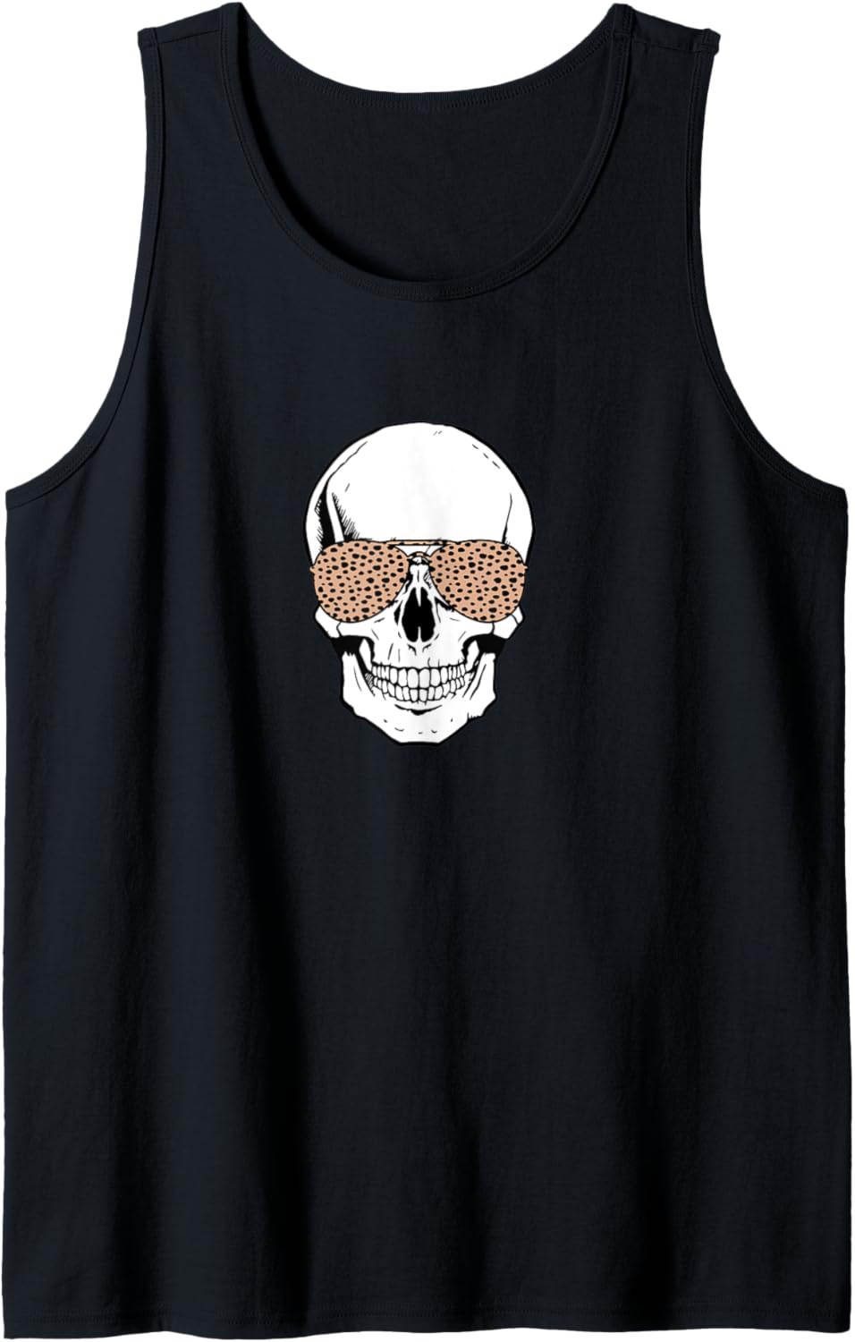 Mens Skull with Cheetah Print Sunglasses Leopard Skull Skull Tank Top Tank Top High Search Demand Fan Favorite