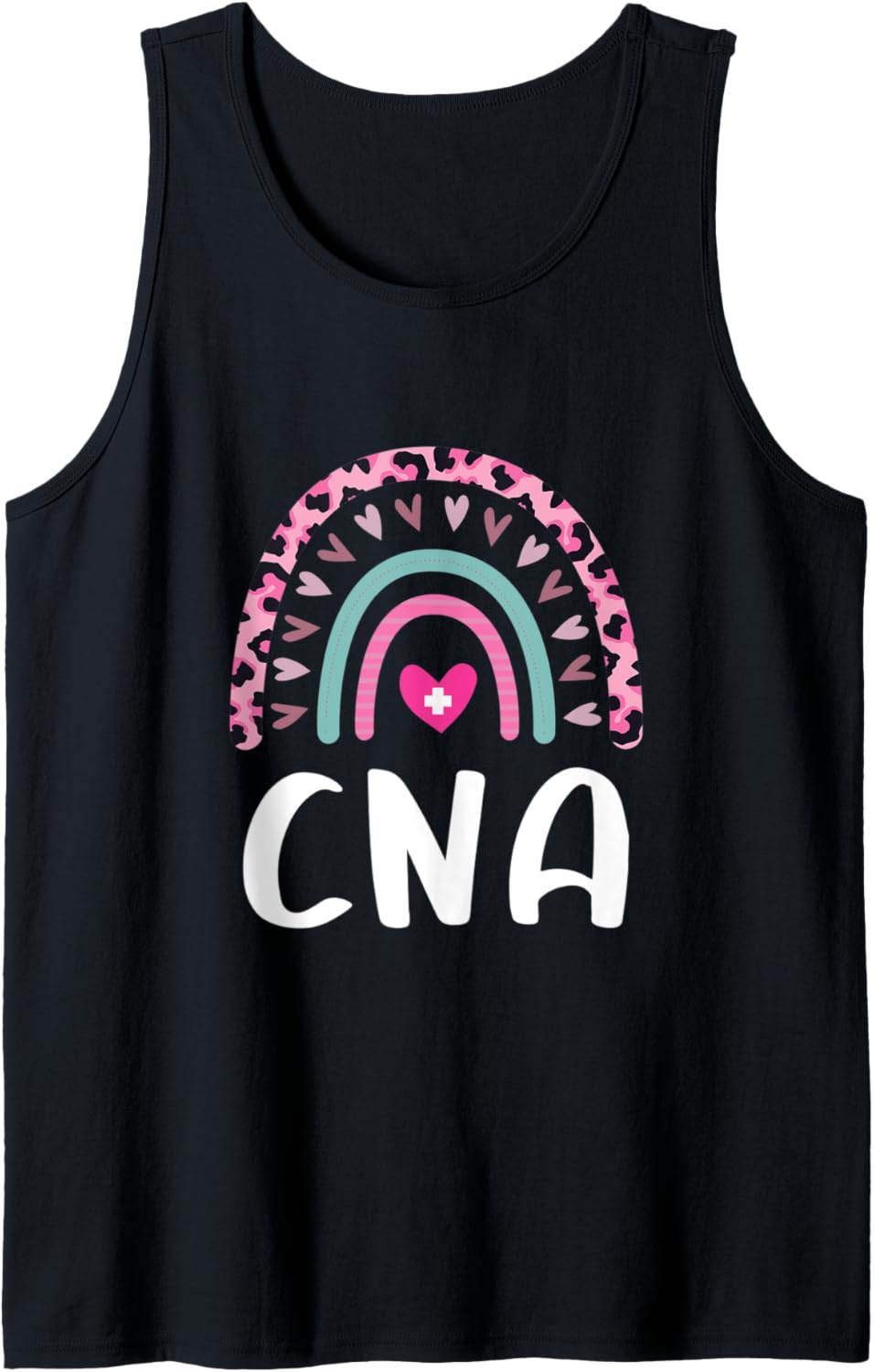 CNA Leopard Rainbow Heart Cheetah Print Nursing Assistant Tank Top Tank Top Premium Print Everyday Wear