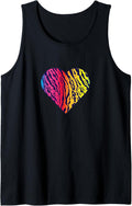 Heart Rainbow Cheetah Tiger Print Retro Graphic Tank Top Tank Top High Search Demand Best Seller Look