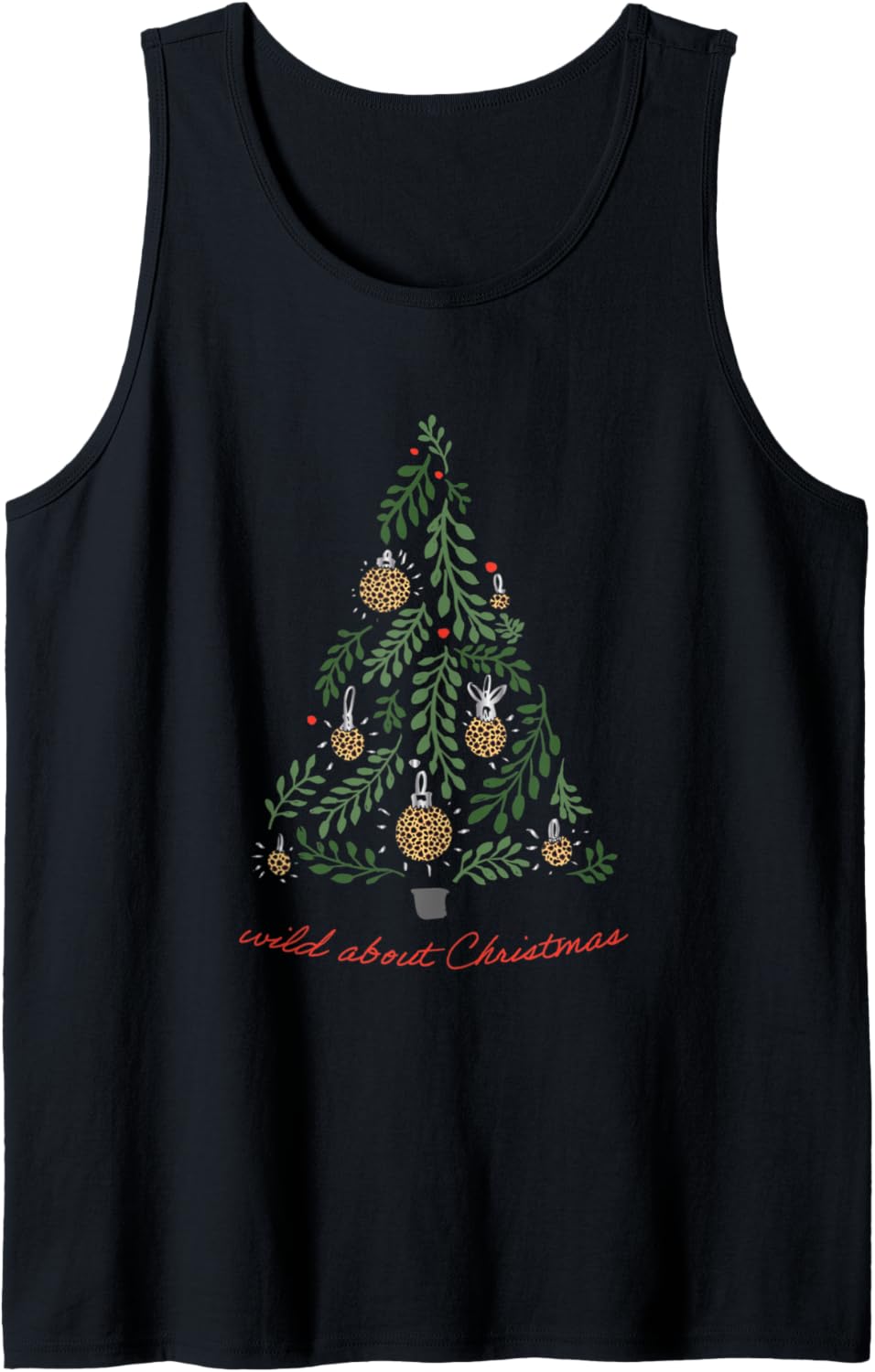 Cute Christmas Tree Trendy Animal Print Wild About Christmas Tank Top Tank Top Trending US Everyday Wear