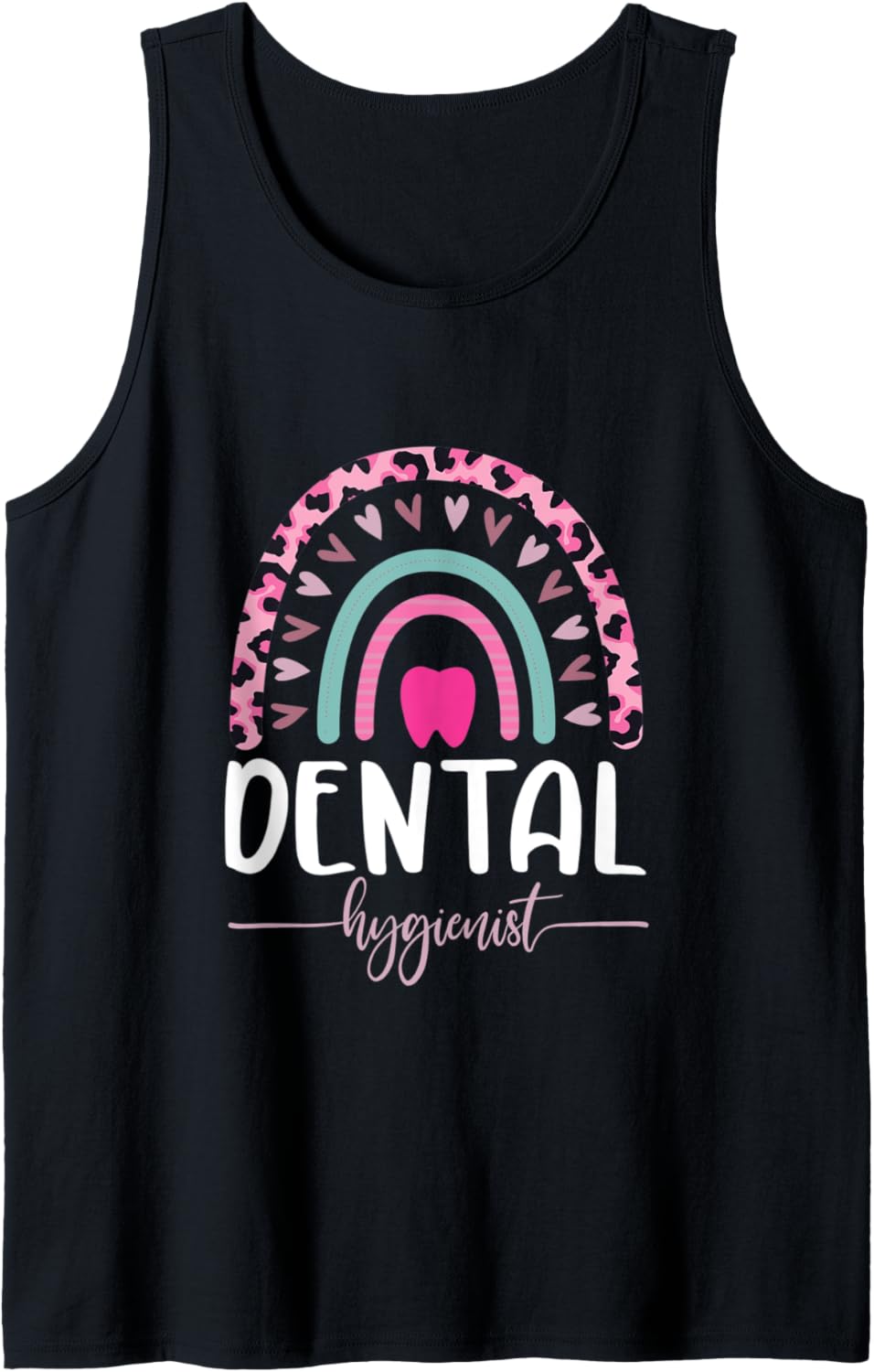 Dental Hygienist Leopard Rainbow Heart Cheetah Print Tooth Tank Top Tank Top Premium Print Gift Ready