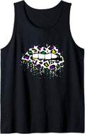 Cool Lips Bite Kiss Me Leopard Print Cheetah Mardi Gras Tank Top Tank Top Trending US US Top Pick