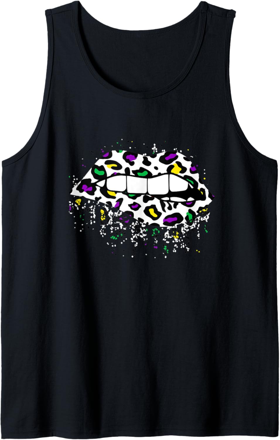 Cool Lips Bite Kiss Me Leopard Print Cheetah Mardi Gras Tank Top Tank Top Trending US US Top Pick