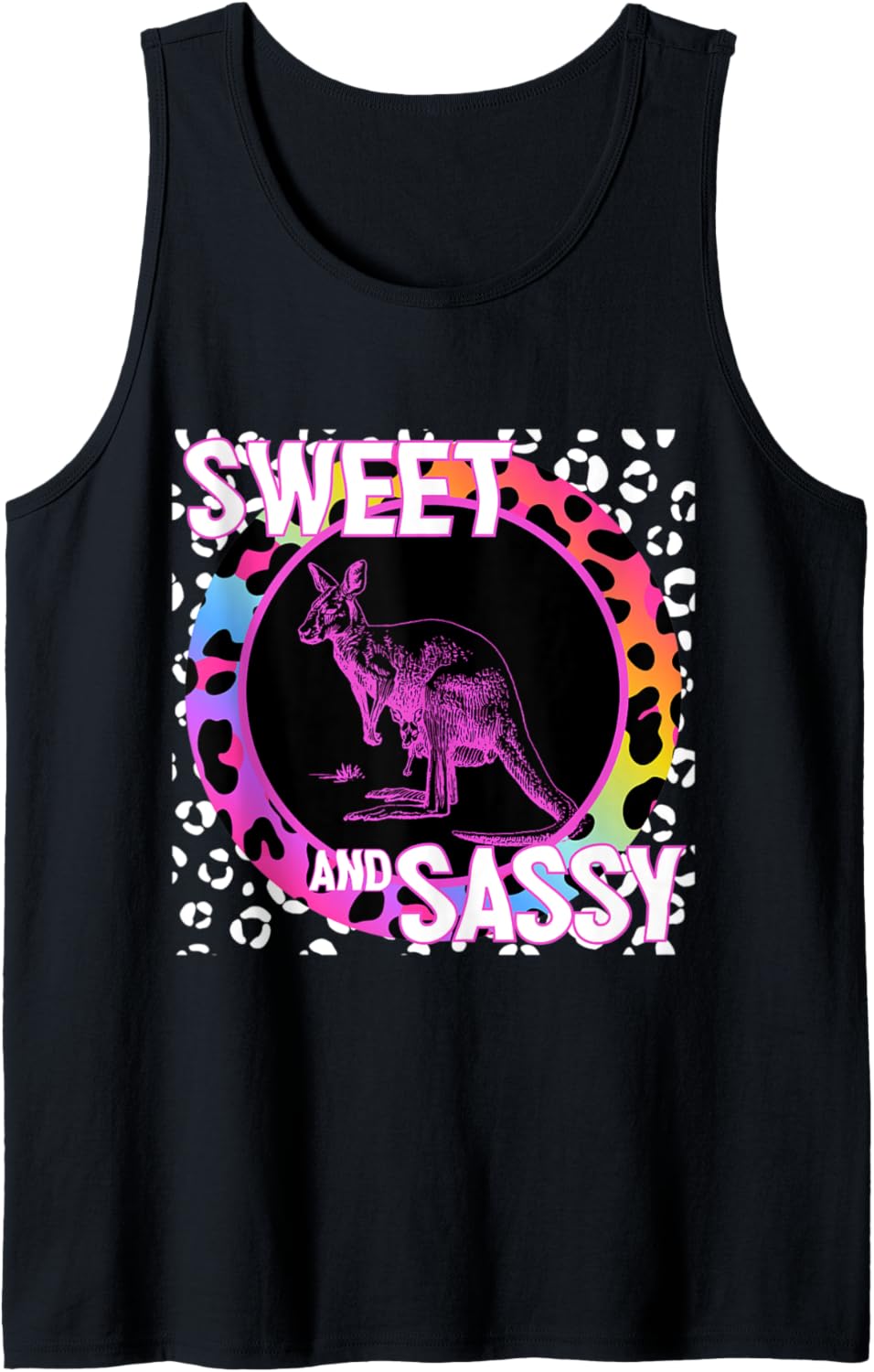 Cute Kangaroo 90s Nostalgia Rainbow Leopard Print Tropical Tank Top Tank Top High Search Demand Everyday Wear