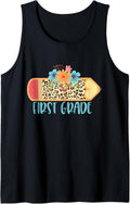 FIRST 1ST GRADE Pencil Leopard Cheetah Print Teacher Tank Top Tank Top Trending US Best Seller Look