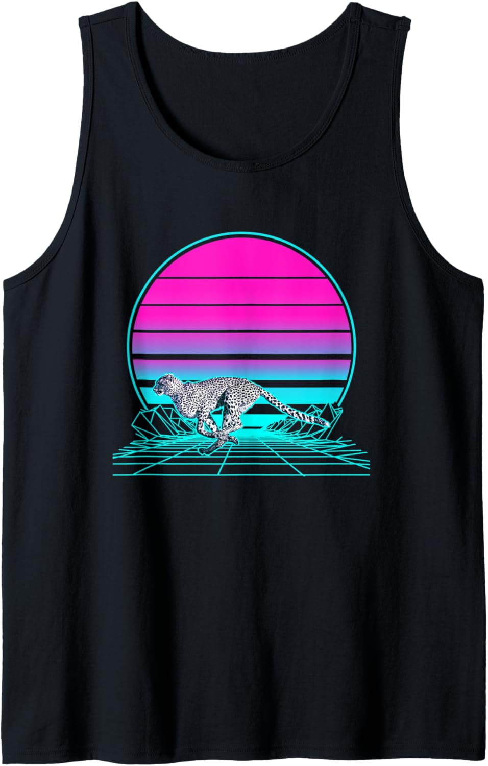Vintage Retro Sunset Cheetah Tank Top Tank Top Comfort Fit Best Seller Look