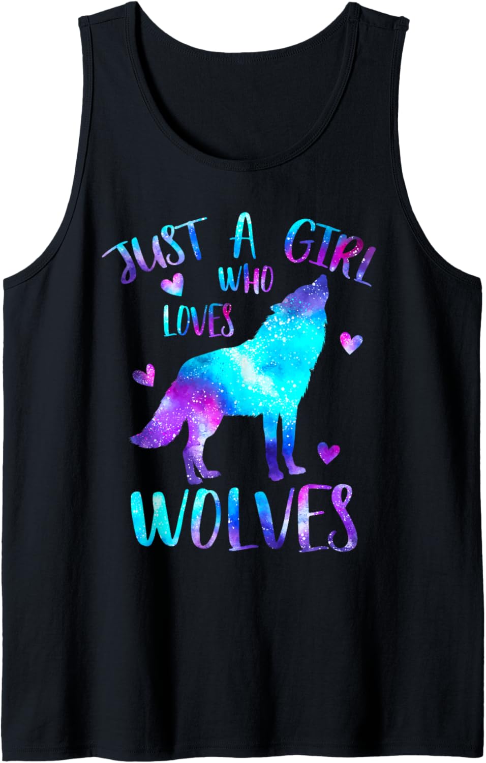Just a Girl Who Loves Wolves Galaxy Space Cute Wolf Lover Tank Top Apparel | Trending 2025 | Perfect Gift Choice
