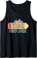 THIRD 3RD GRADE Pencil Leopard Cheetah Print Teacher Tank Top Tank Top Trending US Fan Favorite