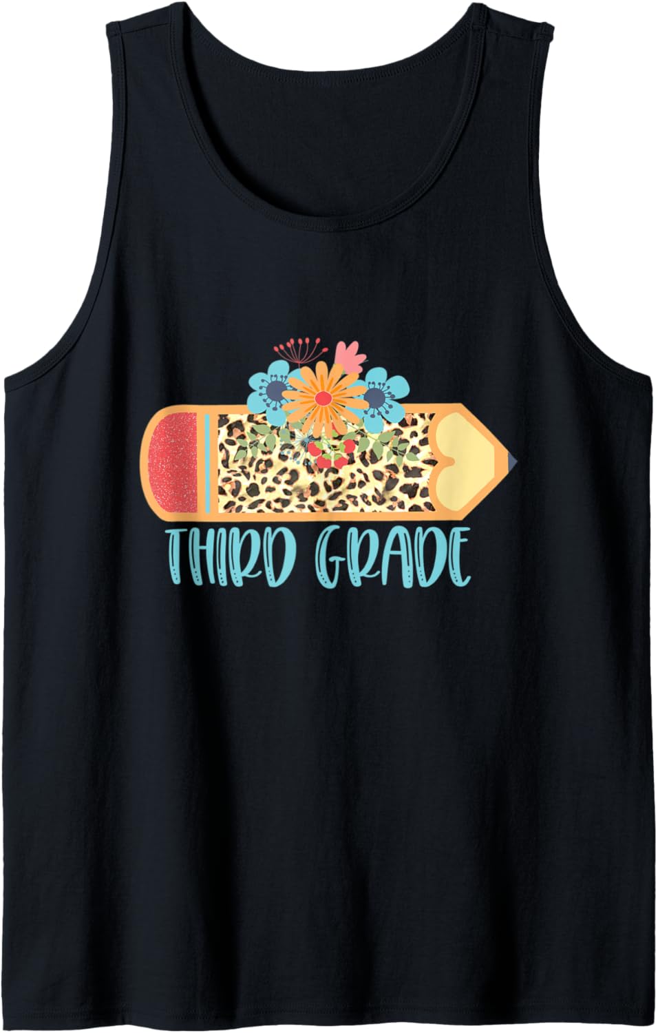 THIRD 3RD GRADE Pencil Leopard Cheetah Print Teacher Tank Top Tank Top Trending US Fan Favorite