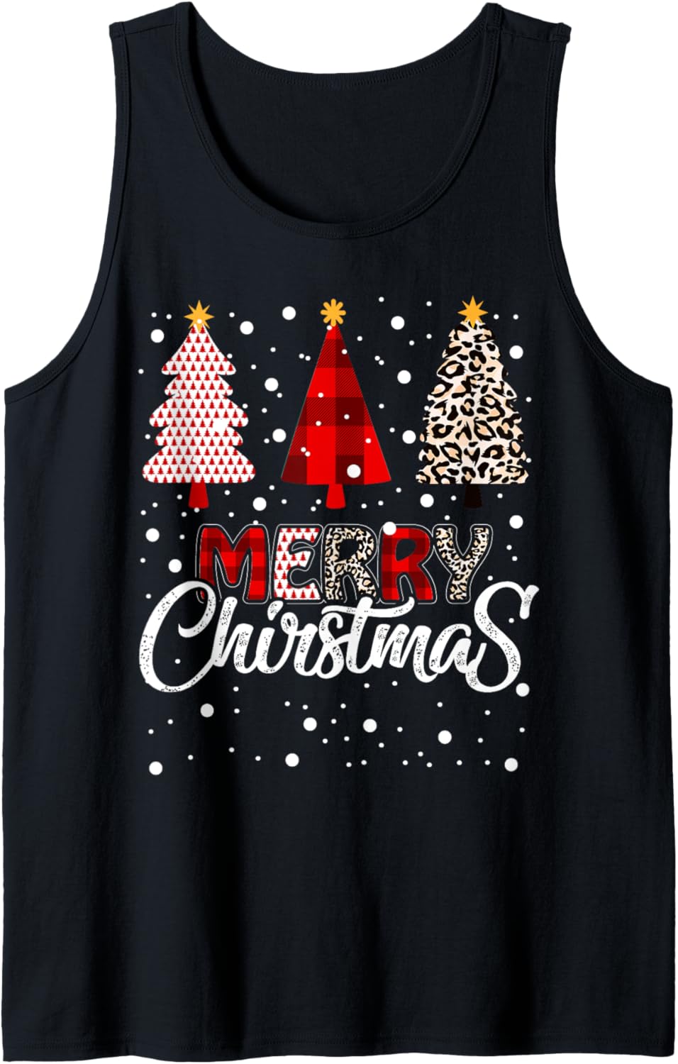 Merry Christmas Trees Xmas Plaid Leopard Cheetah Print Tank Top Tank Top Premium Print Everyday Wear