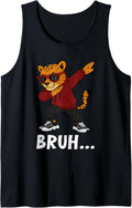 Funny Dabbing Cheetah Bruh Bro Dab Meme Humor Animal Lovers Tank Top Tank Top High Search Demand Everyday Wear