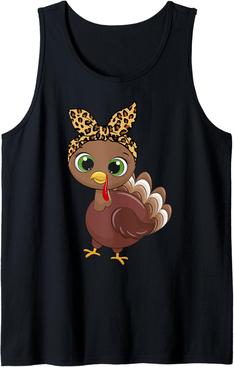 Thanksgiving Day Cute Girl Turkey Cheetah Hair Bow Design Tank Top Tank Top Streetwear Style Hot Right Now