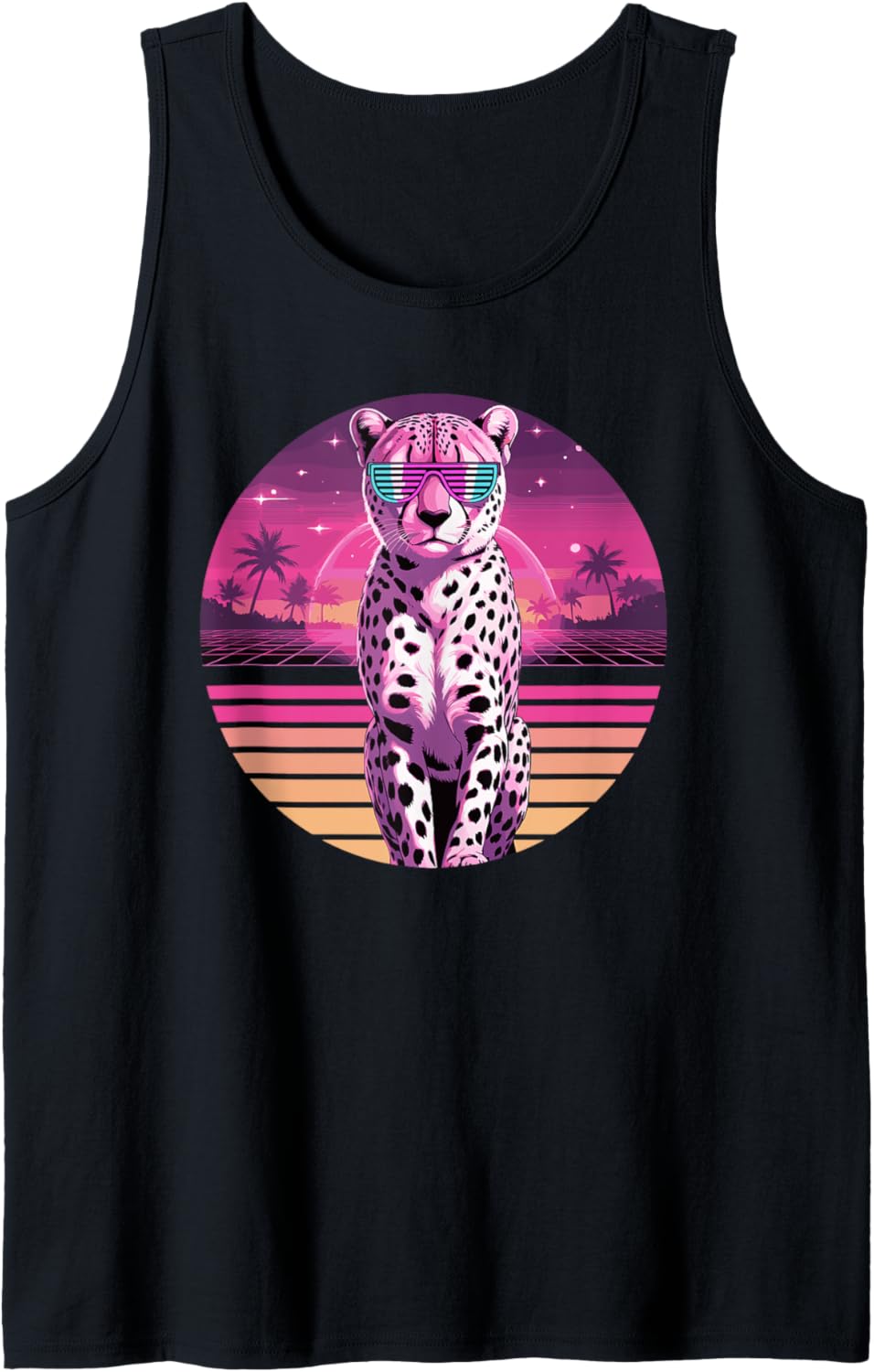 Retro Synthwave Cheetah Sunglasses Cheetahs Tank Top Tank Top Viral TikTok Find US Top Pick